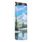 Schöne Natur Winter Pine Trees Snowy Mountain Thermosbecher (Nach rechts gedreht)