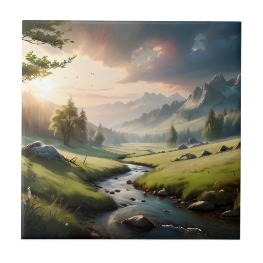 Schöne Naturlandschaft Fliese (Vorderseite)