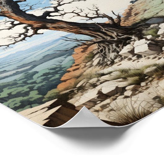 Schöne Naturlandschaft Single Tree Poster (Ecke)