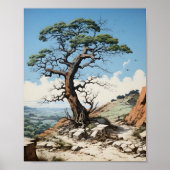 Schöne Naturlandschaft Single Tree Poster (Vorne)