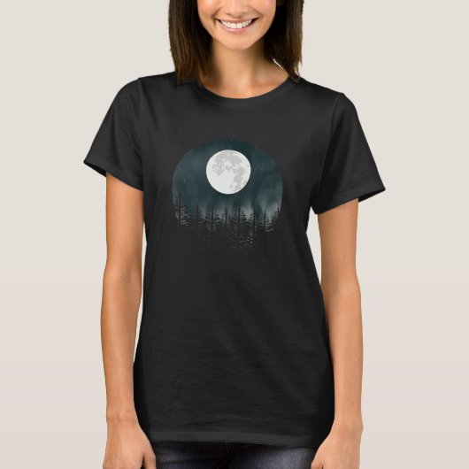 Schöne Naturlandschaft zum Camping mit Mond T-Shirt (Vorderseite)