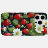 Schöne natürliche Erdbeere und Blume Muster. Case-Mate iPhone Hülle (Rückseite (Horizontal))