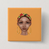 SCHÖNE NATURSCHWARZE FRAU BUTTON (Vorderseite)