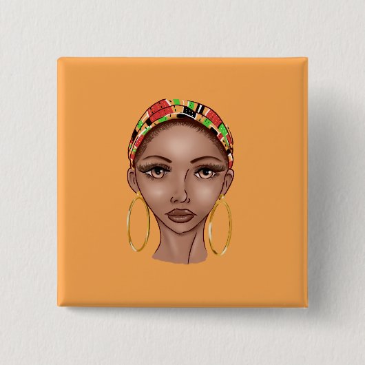 SCHÖNE NATURSCHWARZE FRAU BUTTON (Vorderseite)