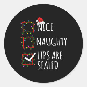 Schöne Naughty Lippen sind versiegelt Weihnachtsli Runder Aufkleber