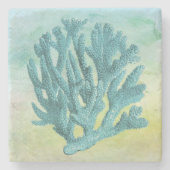 Schöne nautical Coastal Blue Coral Steinuntersetzer (Vorderseite)