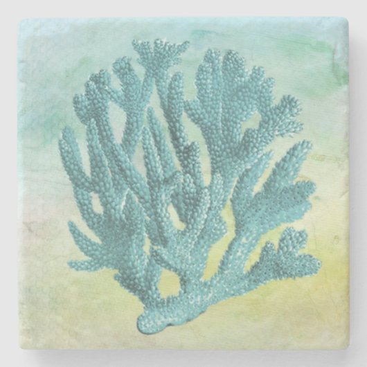 Schöne nautical Coastal Blue Coral Steinuntersetzer (Vorderseite)