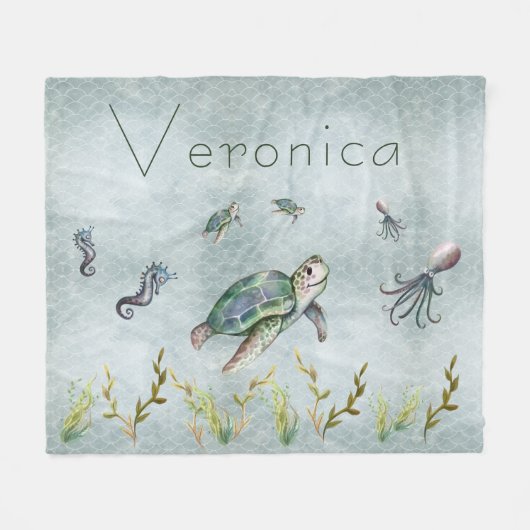 Schöne Nautikkreaturen Schildkrötenkids Baby Fleecedecke (Vorderseite (Horizontal))