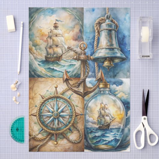Schöne nautische decoupage seidenpapier (Handwerk)