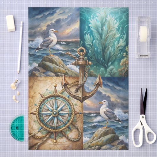 Schöne nautische decoupage seidenpapier (Handwerk)