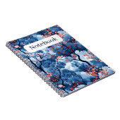 Schöne Navy Blue Cherry Blossom Print Notizblock (Rechte Seite)