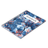 Schöne Navy Blue Cherry Blossom Print Notizblock (Linke Seite)
