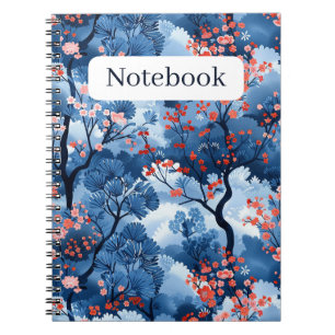 Schöne Navy Blue Cherry Blossom Print Notizblock