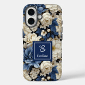 Schöne Navy Blumen iPhone-Hülle Blaues Blumenmuste Case-Mate iPhone Hülle (Rückseite)