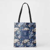 Schöne Navy Blumen Personalisierte Blumen-Tasche Tasche (Vorderseite)
