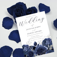 Schöne Navy Indigo Rose & Silberhochzeit