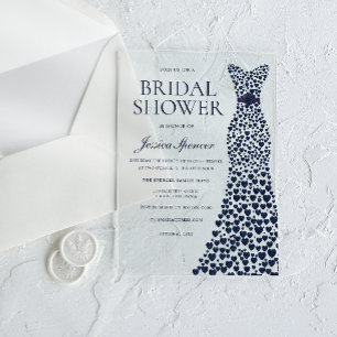 Schöne Navy-Kleid Elegante Bridal Shower Acryleinladungen