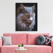 Schöne Nebelung Cat Long Hair Russisch Blue Grau Leinwanddruck (Insitu (Wohnzimmer))