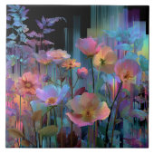 Schöne Neon-Kunstblumen Fliese (Vorderseite)