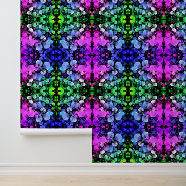 Schöne Neonfarben Bläschen Muster Ornamente Tapete (Anwendung)