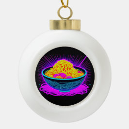 Schöne Neonschale mit Ramen Noodles Keramik Kugel-Ornament