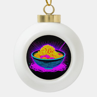Schöne Neonschale mit Ramen Noodles Keramik Kugel-Ornament