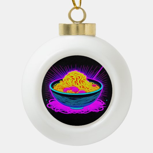Schöne Neonschale mit Ramen Noodles Keramik Kugel-Ornament (Vorderseite)