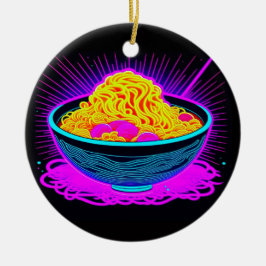 Schöne Neonschale mit Ramen Noodles Keramik Ornament