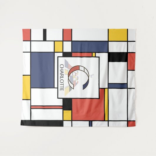 Schöne Neoplastik Art Monogram. Buchstabe C Wandteppich (Vorderseite (Horizontal))