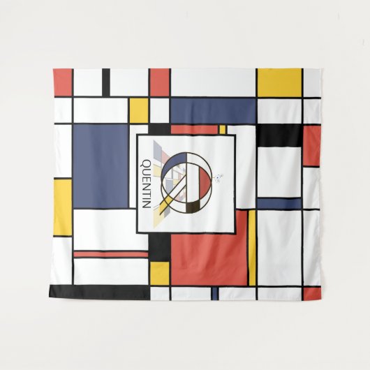 Schöne Neoplastik Art Monogram. Buchstabe Q Wandteppich (Vorderseite (Horizontal))