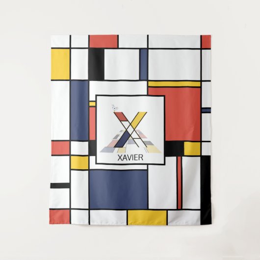 Schöne Neoplastik Art Monogram. Buchstabe X Wandteppich (Vorderseite)