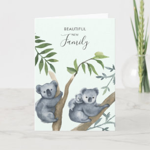 Schöne neue Familie Wasserfarben Koala Karte