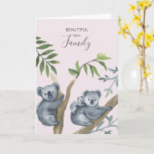 Schöne neue Familienwatercolor Koala Karte (Gelbe Blume)