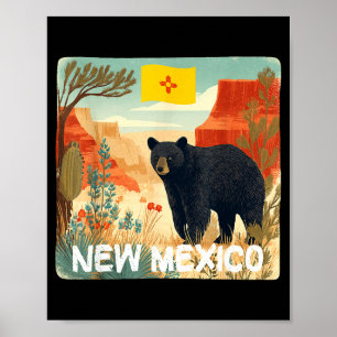 Schöne neue mexiko natur mit bär tier grafik  poster