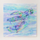 Schöne, neugierige Wasserschildkröte Aquarellmaler Puzzle (Horizontal)