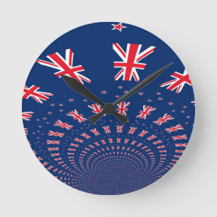 Schöne Neuseeland-Flaggen-Kunst-Druck-Design Runde Wanduhr