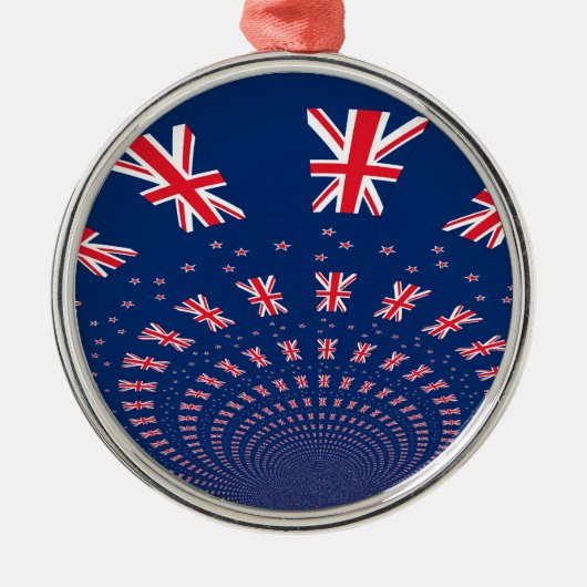 Schöne neuseeländische Flaggen Art Print Design Ornament Aus Metall (Vorne)