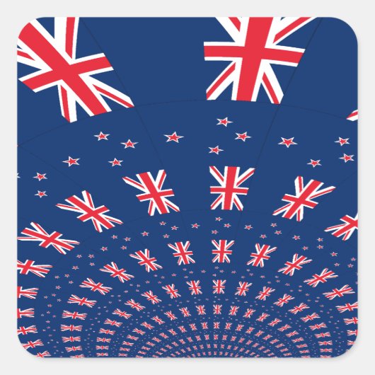 Schöne neuseeländische Flaggen Art Print Design Quadratischer Aufkleber (Vorderseite)