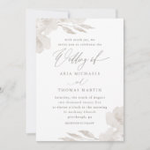 Schöne neutrale Blüte mit kalligrafischer Hochzeit Einladung (Vorderseite)