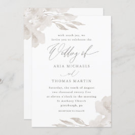 Schöne neutrale Blüte mit kalligrafischer Hochzeit Einladung