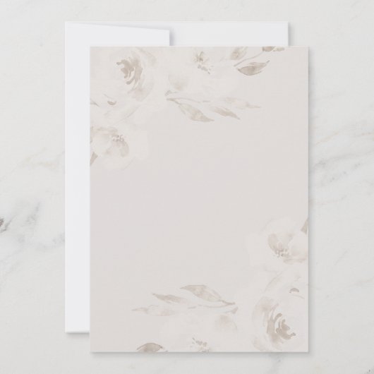 Schöne neutrale Blüte mit Monogramm Hochzeit Einladung (Rückseite)