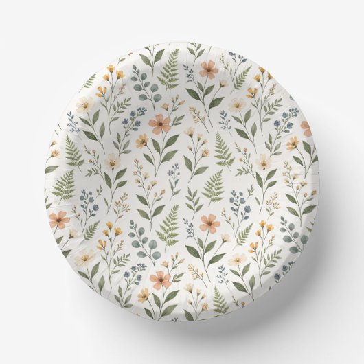 Schöne neutrale erdige Wildblumen Pappteller (Vorderseite)
