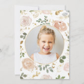 Schöne neutrale Florals | Foto Erste Kommune Einladung (Rückseite)