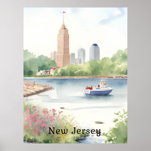 Schöne New Jersey Wasserfarben Kunst Poster (Vorne)