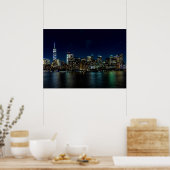 Schöne New York Skyline in der Nacht Poster (Küche)