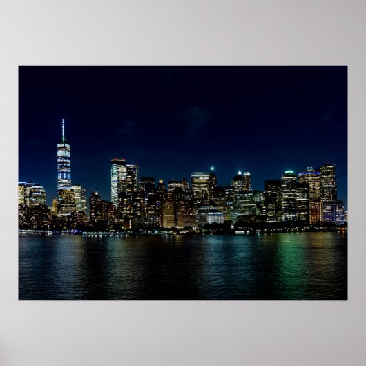 Schöne New York Skyline in der Nacht Poster (Vorne)