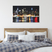 Schöne New Yorker Nachtlichter, die den Fluss refl Leinwanddruck (Insitu (Schlafzimmer))