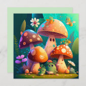 Schöne niedliche Babypilze Einladung (Vorne/Hinten)