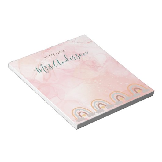 Schöne Niedliche Boho Rainbow Lehrer Wertschätzung Notizblock (angewinkelt)