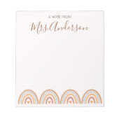 Schöne Niedliche Boho Rainbow Lehrer Wertschätzung Notizblock (Vorderseite)